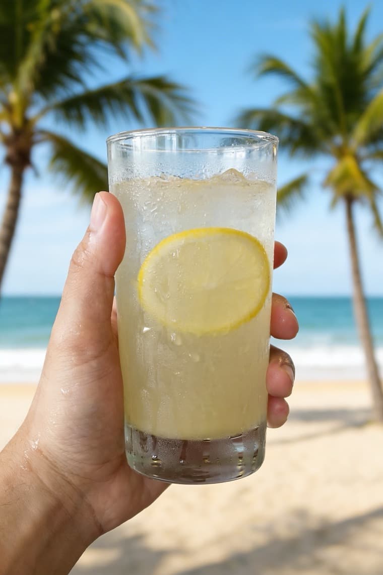 Cold lemonade on the beach